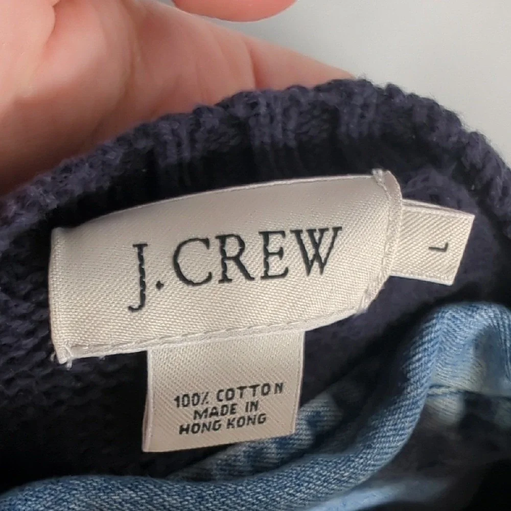 Vintage 90s J. Crew Sweater Vest Navy Blue Cream Red Stripe‎ Cotton Preppy Large